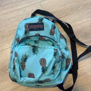JanSport Pineapple Leopard Print Aqua Mini Backpack